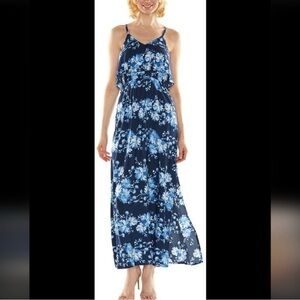 LC by Lauren Conrad Women's XL Blue Floral Maxi Dress